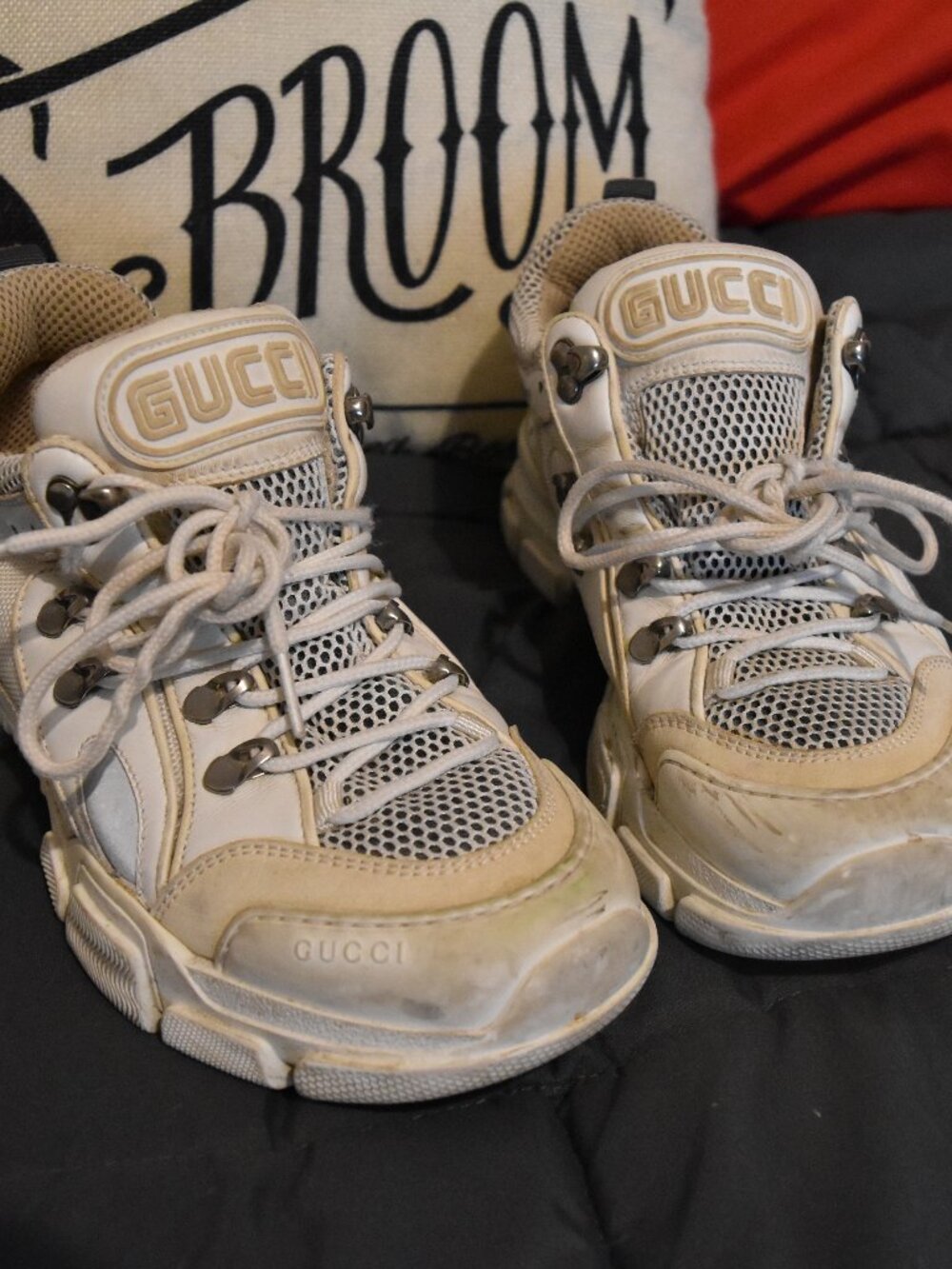 Authentic GUCCI Chunky White Sneakers Size 7 - EUC! Made in Italy